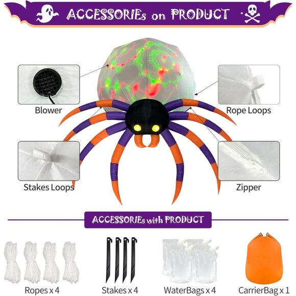 DomKom Giant 16FT Halloween Inflatable Decorations Spider Magic LED Lights - Picture 5 of 5